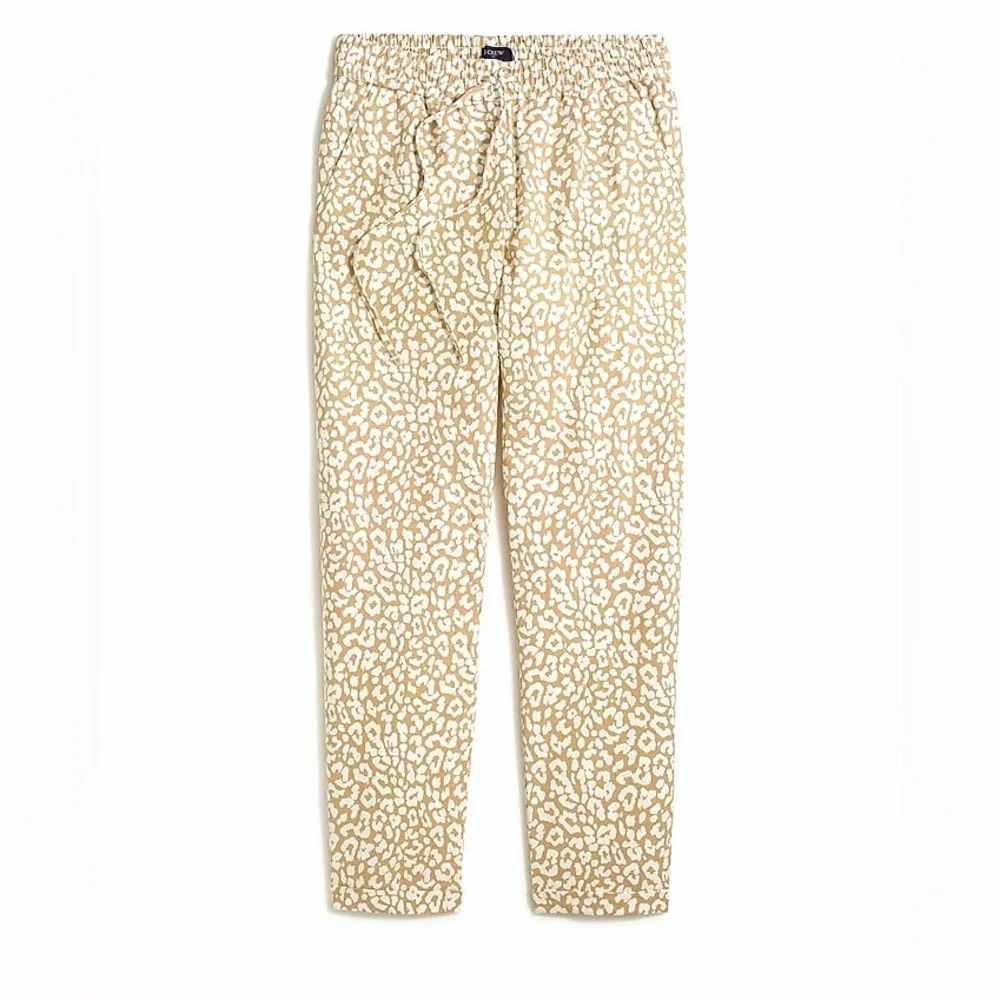 J. Crew Leopard Print Linen Blend Drawstring Pants 14